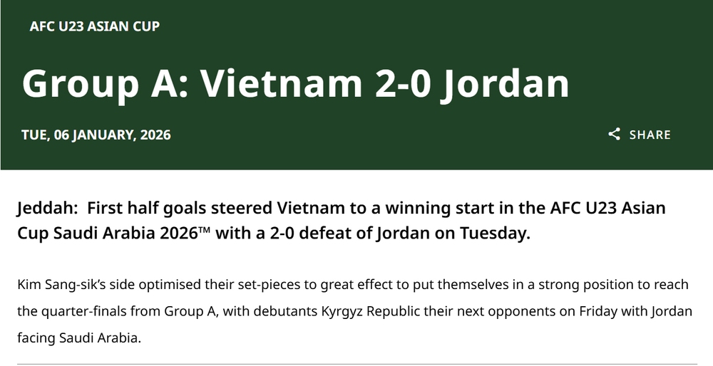 Truyền thông châu Á thốt lên điều khó tin sau khi U23 Việt Nam thắng thuyết phục U23 Jordan - Ảnh 3.