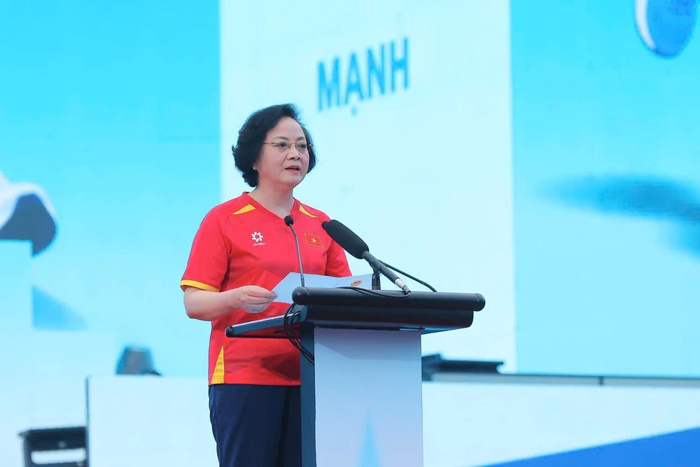 Đồng chí Phạm Thị Thanh Trà, Bí thư Trung ương Đảng, Phó Thủ tướng Chính phủ phát biểu khai mạc. Ảnh: Hoàng Hiếu - TTXVN