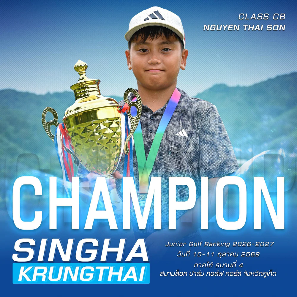 Golfer 11 tuổi Nguyễn Thái Sơn vô địch giải golf trẻ quốc tế tại Thái Lan - Ảnh 1. Golfer 11 tuổi Nguyễn Thái Sơn vô địch giải golf trẻ quốc tế tại Thái Lan - Ảnh 1.