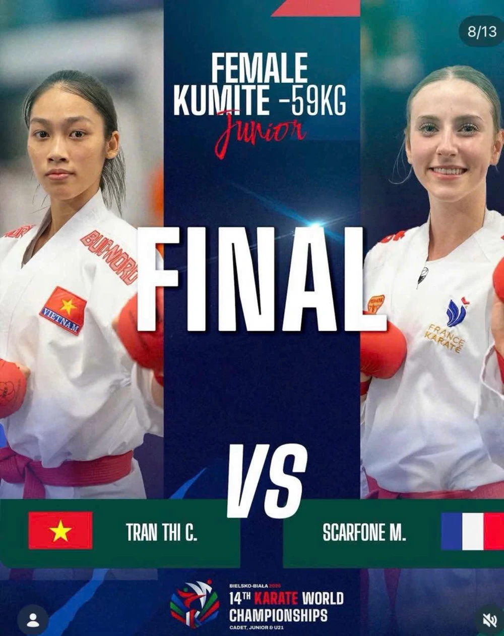 Bùi Ngọc Nhi dừng bước sớm tại Giải vô địch karate trẻ thế giới, Cẩm Tú vào chung kết - Ảnh 2. Bùi Ngọc Nhi dừng bước sớm tại Giải vô địch karate trẻ thế giới, Cẩm Tú vào chung kết - Ảnh 2.
