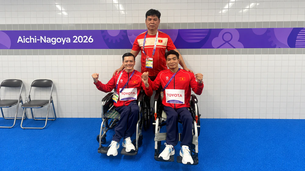Hai kình ngư Việt Nam giành trọn HCV và HCB 100m ếch nam ở Para Asian Games 2026 - Ảnh 1. Hai kình ngư Việt Nam giành trọn HCV và HCB 100m ếch nam ở Para Asian Games 2026 - Ảnh 1.