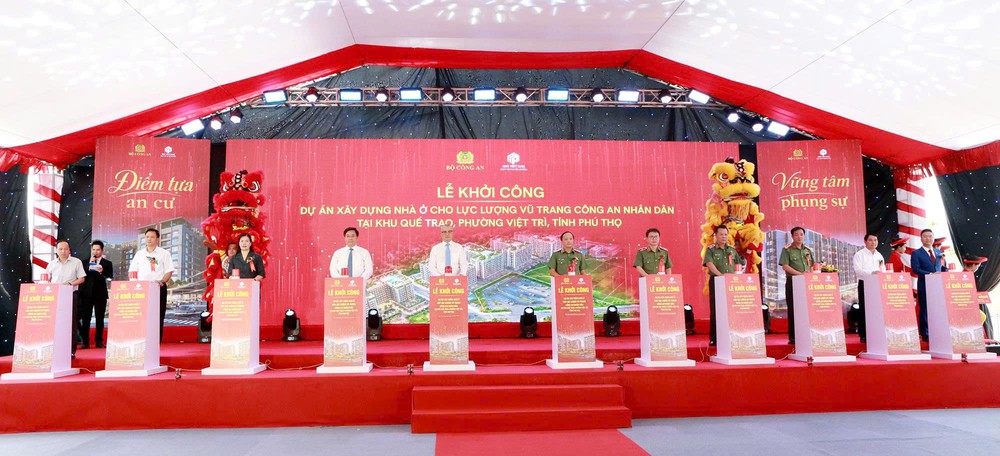 Phú Thọ khởi công dự án nhà ở hơn 1.000 căn hộ dành cho lực lượng Công an nhân dân - Ảnh 1.
