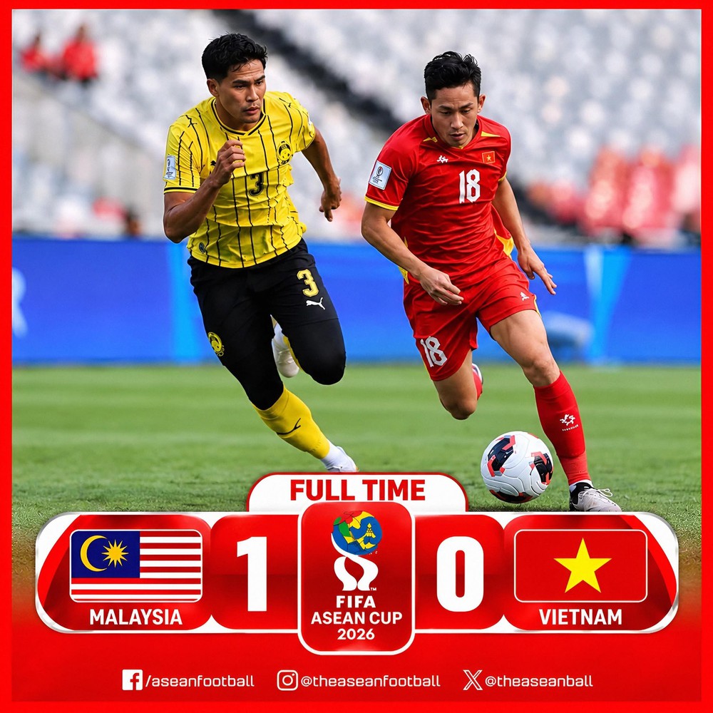 Tuyển Việt Nam thua Malaysia 0-1 trong trận tranh hạng 3 của FIFA ASEAN Cup 2026. Ảnh: ASEAN Football Tuyển Việt Nam thua Malaysia 0-1 trong trận tranh hạng 3 của FIFA ASEAN Cup 2026. Ảnh: ASEAN Football