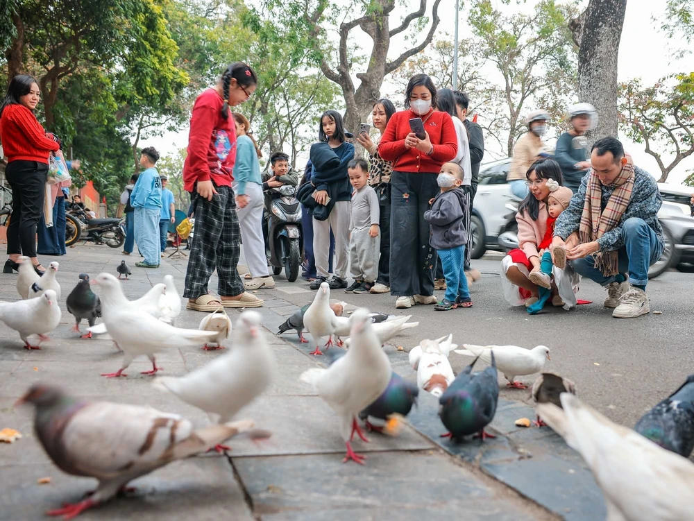 Người dân rộn ràng du Xuân bên hồ Hoàn Kiếm mùng 3 Tết - Ảnh 9.