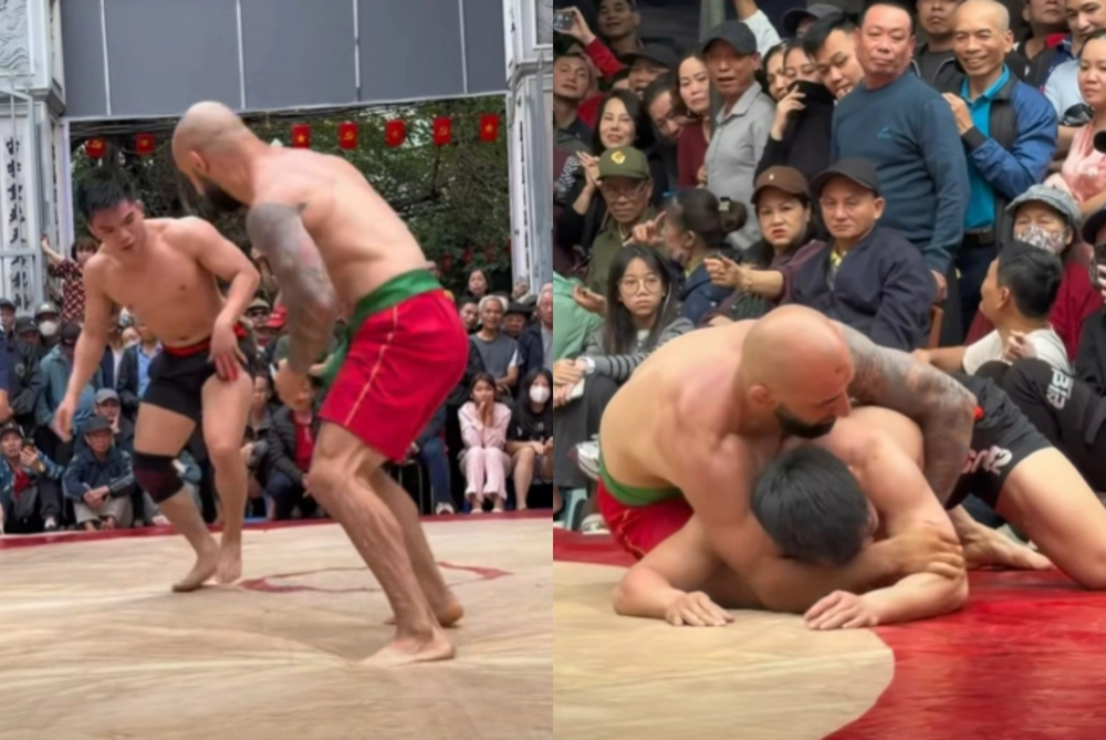 Võ sĩ Nga thi đấu áp đảo nhưng bất ngờ thua ở chung kết sới vật Việt Nam vì chấn thương - Ảnh 1.