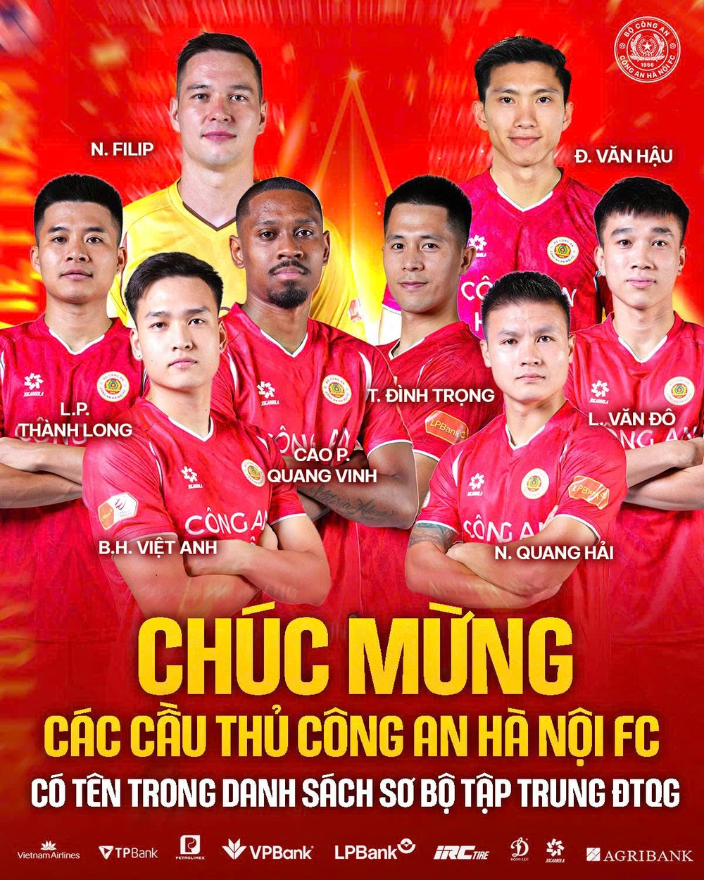 Có tới 8 cầu thủ CAHN có tên trong danh sách triệu tập sơ bộ của HLV Kim Sang Sik