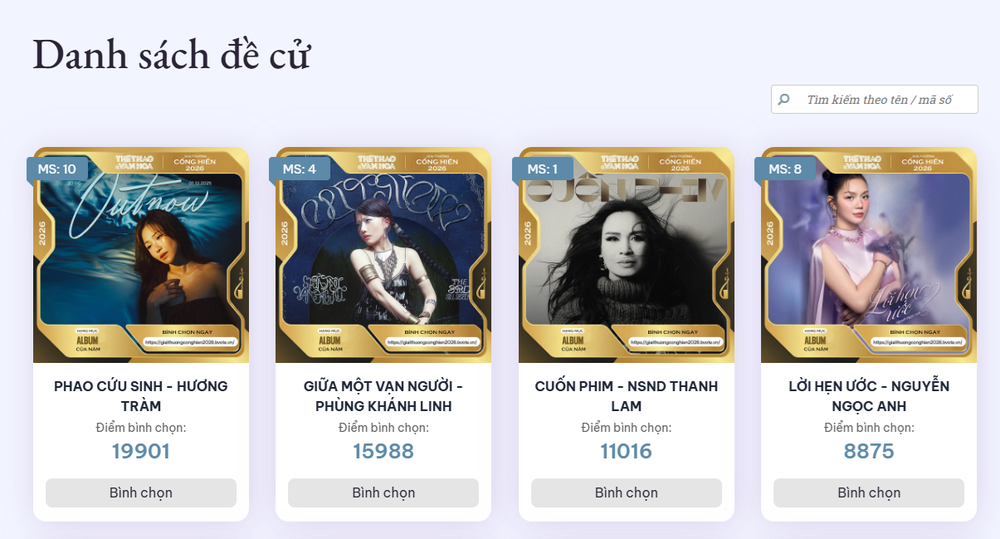 Bình chọn Cống hiến 2026: Nhiều bảng xếp hạng đổi ngôi, Phương Mỹ Chi và Hòa Minzy vươn lên dẫn đầu - Ảnh 3.