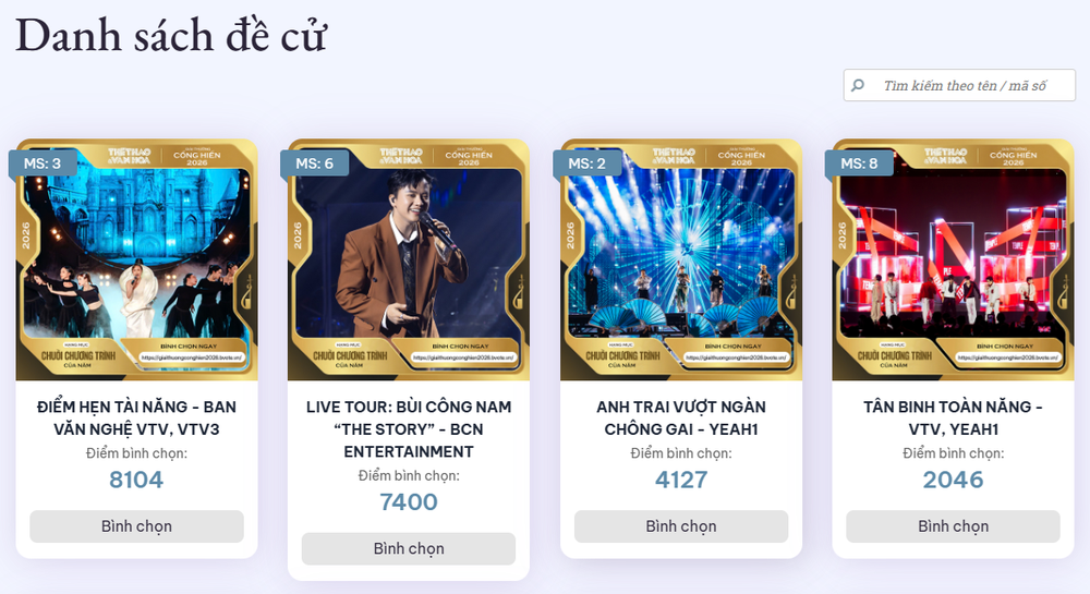 Bình chọn Cống hiến 2026: Nhiều bảng xếp hạng đổi ngôi, Phương Mỹ Chi và Hòa Minzy vươn lên dẫn đầu - Ảnh 1.