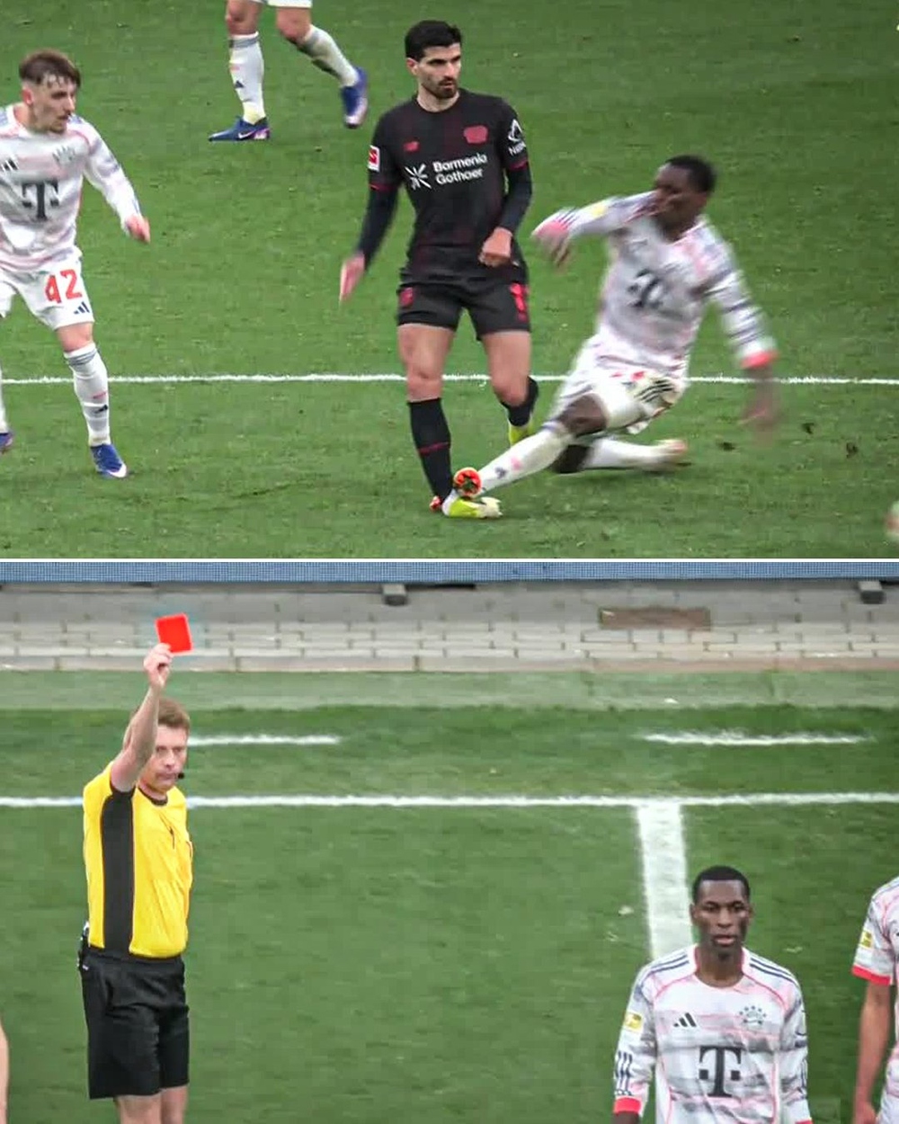 Nicolas Jackson của Bayern Munich nhận thẻ đỏ trực tiếp