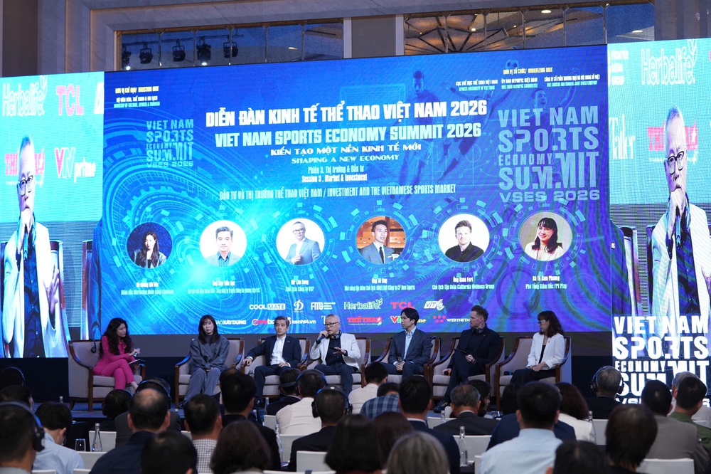 Các diễn giả trao đổi tại Diễn đàn Kinh tế Thể thao Việt Nam 2026. (Ảnh: BTC)