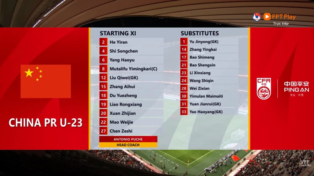 TRỰC TIẾP bóng đá U23 Việt Nam vs U23 Trung Quốc (0-0, hiệp 1): Phòng ngự chắc chắn, chờ đột biến - Ảnh 4. TRỰC TIẾP bóng đá U23 Việt Nam vs U23 Trung Quốc (0-0, hiệp 1): Phòng ngự chắc chắn, chờ đột biến - Ảnh 4.