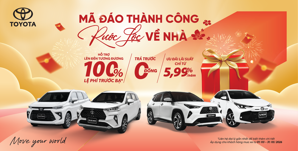 Giảm chi phí lăn bánh với ưu đãi đến 100% thuế trước bạ từ Toyota trong tháng 3 - Ảnh 1.