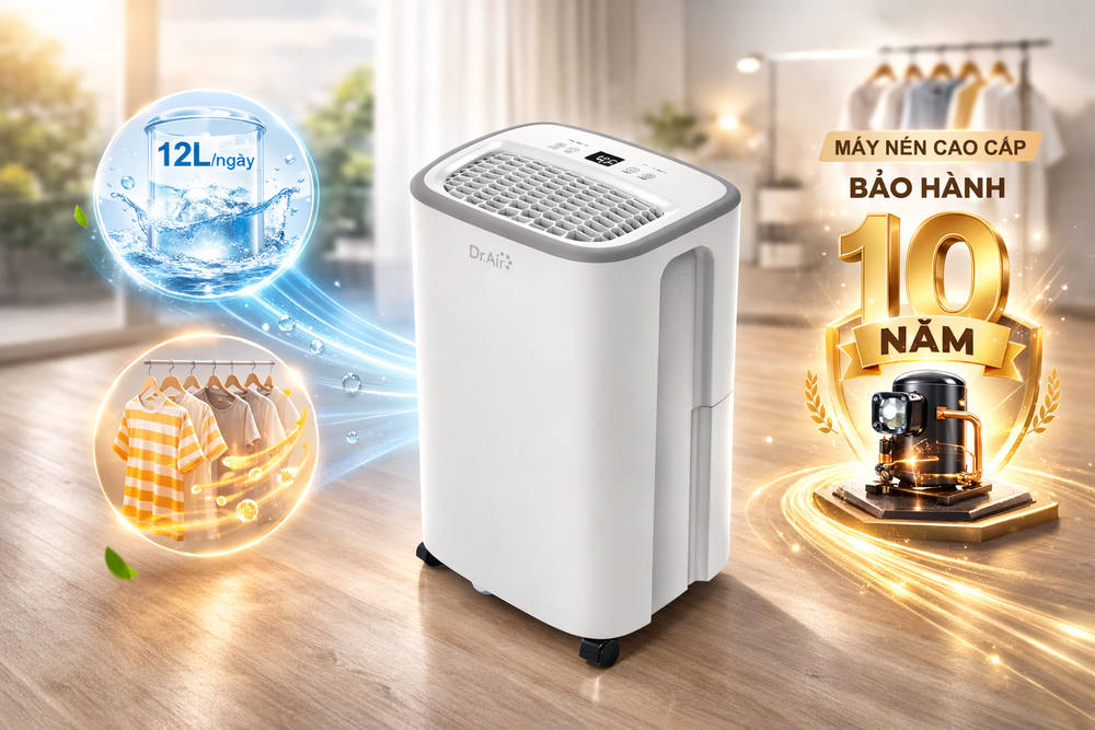 Máy hút ẩm cam kết độ bền máy nén 10 năm, êm tuyệt đối đã xuất hiện trên thị trường - Ảnh 2.