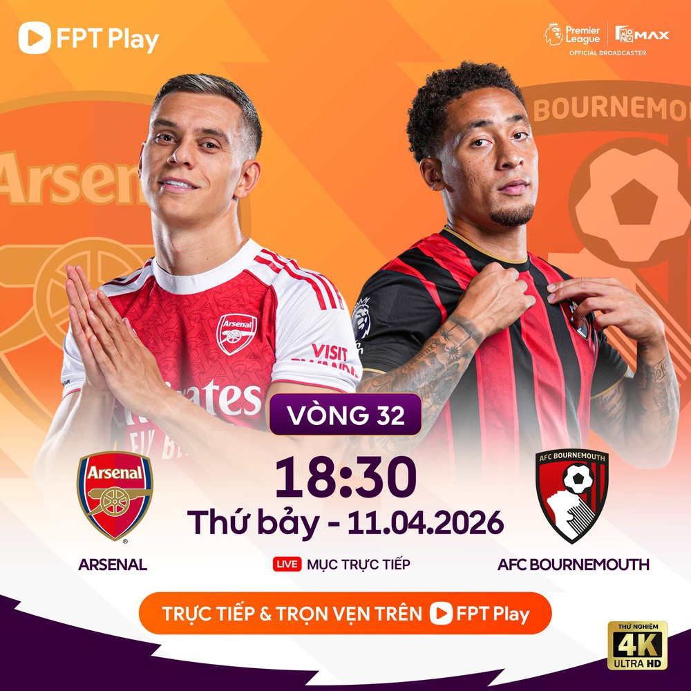 Trực tiếp bóng đá Arsenal vs Bournemouth 18h30 hôm nay, vòng 32 Ngoại hạng Anh - Ảnh 2.
