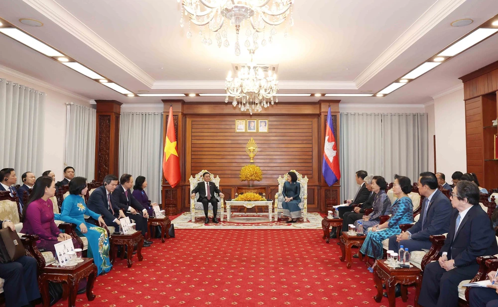 Đồng chí Trần Cẩm Tú, Ủy viên Bộ Chính trị, Thường trực Ban Bí thư hội kiến Samdech Khuon Sudary, Chủ tịch Quốc hội Campuchia - Ảnh 3.