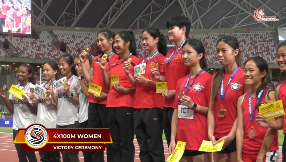 Điền kinh Việt Nam có thêm HCV nội dung 4x100m nữ ở giải đấu tại Singapore - Ảnh 1.