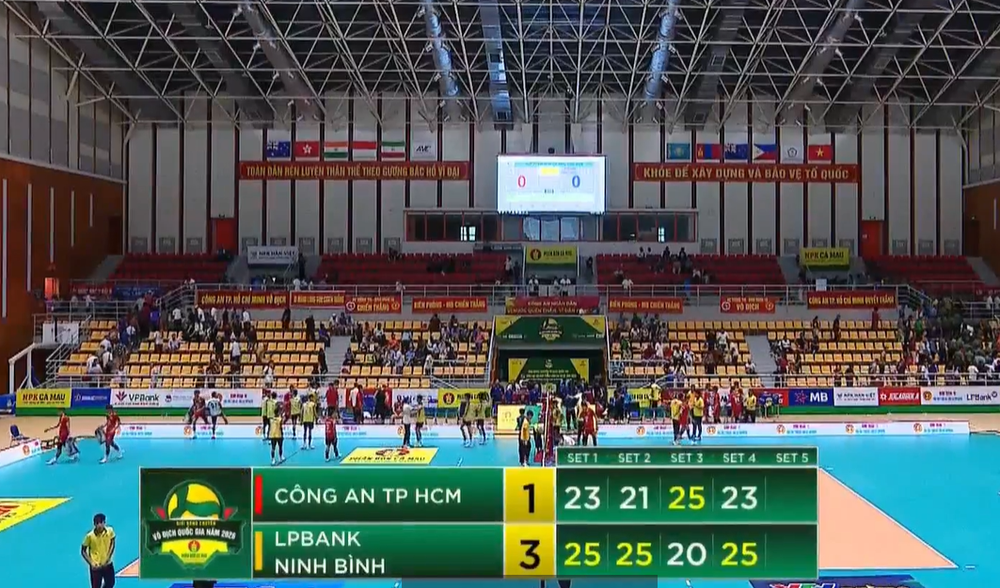 Trận đấu giữa LP Bank Ninh Bình và Công an TP.HCM tại giải bóng chuyền VĐQG 2026 đã khép lại với kết quả bất ngờ khi đại diện cố đô Hoa Lư giành chiến thắng 3-1 (25-23, 25-21, 20-25, 25-23), qua đó tiếp tục nuôi hy vọng chen chân vào nhóm bốn đội mạnh nhất.