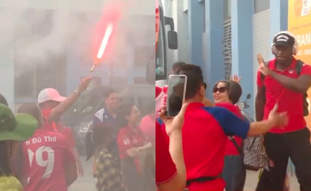 Ngoại binh V-League gặp sự cố với pháo sáng của CĐV - Ảnh 1.