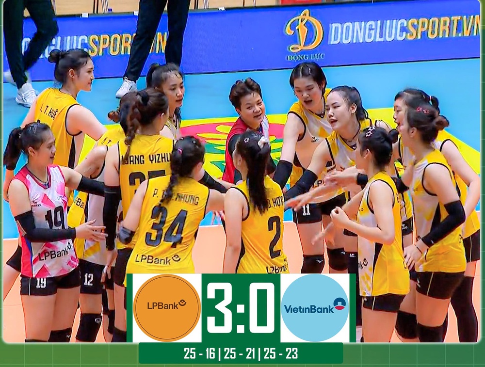 Trận đấu khép lại vòng 1 nội dung nữ giải VĐQG 2026 giữa LPBank Ninh Bình và VietinBank diễn ra với thế trận nghiêng rõ rệt về phía đương kim á quân và LPBank Ninh Bình giành chiến thắng 3-0 với các tỷ số 25-16, 25-21 và 25-23.
