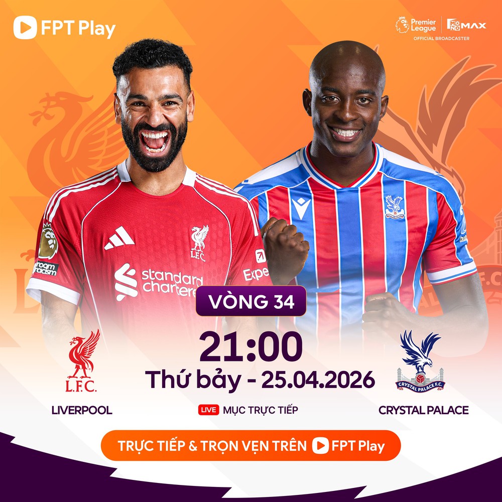 TRỰC TIẾP bóng đá Liverpool vs Crystal Palace 21h00 hôm nay, vòng 34 Ngoại hạng Anh 2026 - Ảnh 2.