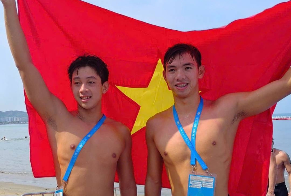 Nguyễn Huy Hoàng xuất sắc giành HCB 5km bơi biển tại Đại hội Thể thao bãi biển châu Á - Ảnh 1.