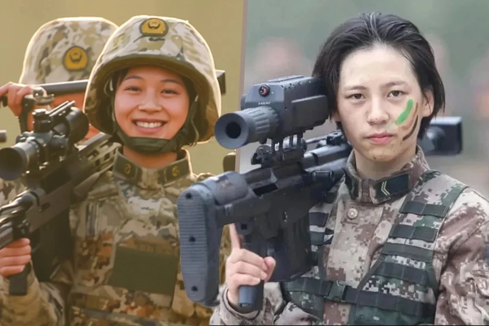 Hai xạ thủ bắn tỉa gen Z đang gây bão mạng xã hội Trung Quốc là Lưu Giang Đào (trái) và Thẩm Mộng Kha