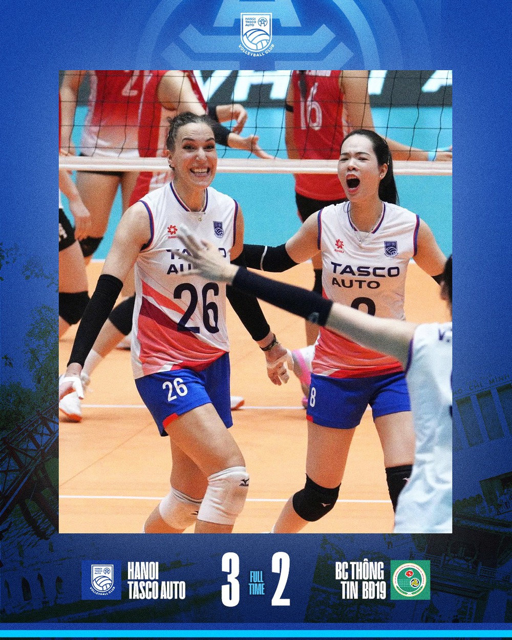 Hà Nội Tasco Auto ngược dòng đánh bại BCTT Binh Đoàn 19 3-2 trong trận ra quân giai đoạn 1 giải bóng chuyền VĐQG 2026