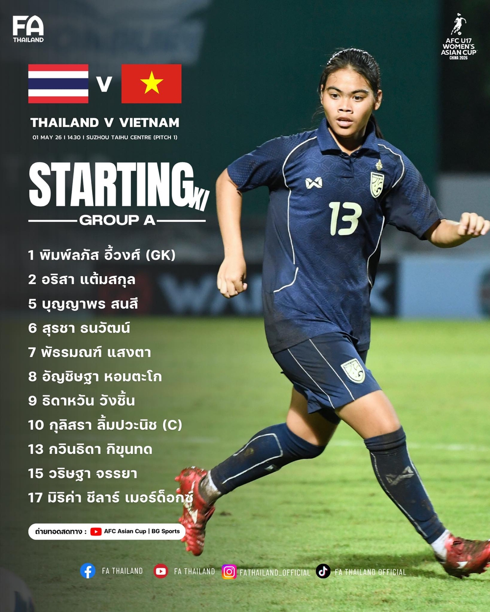 TRỰC TIẾP bóng đá Việt Nam vs Thái Lan 14h30 hôm nay, U17 nữ châu Á: Hai đội công bố đội hình ra sân - Ảnh 2.