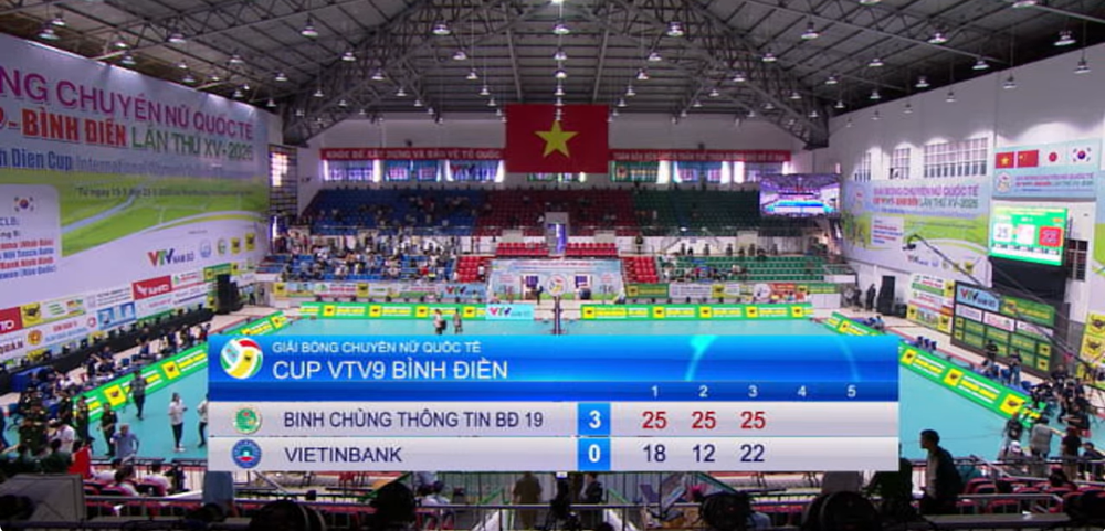 Cuộc đối đầu giữa CLB Binh Chủng Thông Tin Binh Đoàn 19 và Vietinbank tại Cúp VTV9 Bình Điền 2026 đã diễn ra với thế trận áp đảo nghiêng hoàn toàn về phía đội bóng áo lính. Cuộc đối đầu giữa CLB Binh Chủng Thông Tin Binh Đoàn 19 và Vietinbank tại Cúp VTV9 Bình Điền 2026 đã diễn ra với thế trận áp đảo nghiêng hoàn toàn về phía đội bóng áo lính.