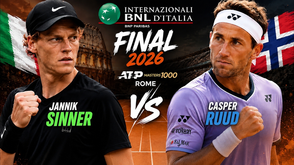 Chung kết Rome Masters 2026: Sinner sẽ thắng dễ Casper Ruud?