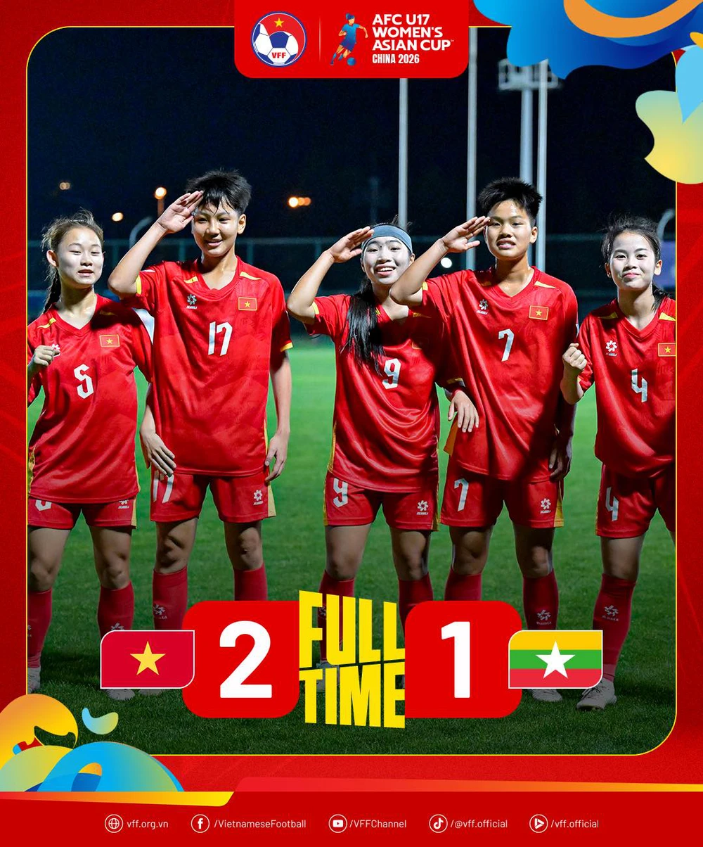 Thắng nhẹ U17 nữ Myanmar, U17 nữ Việt Nam giành vé chính thức vào tứ kết - Ảnh 1.