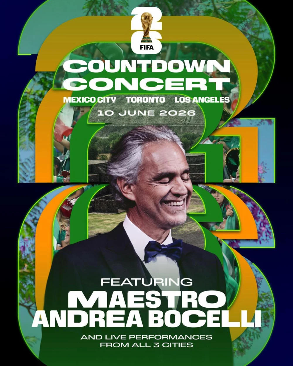 Andrea Bocelli mở màn đại nhạc hội đếm ngược World Cup 2026 - Ảnh 1.