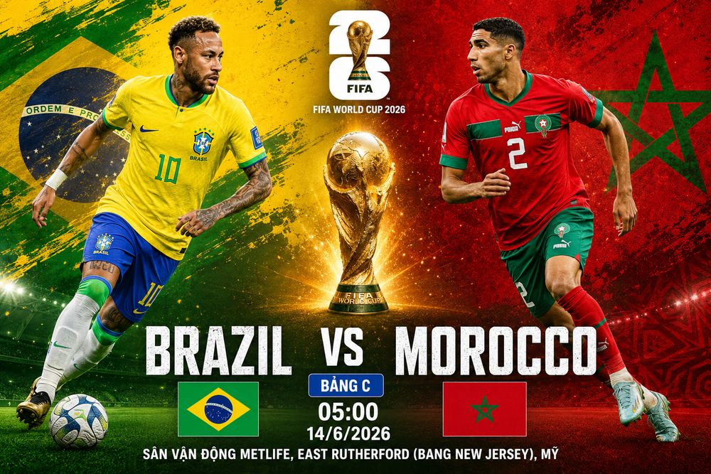 Brazil vs Morocco 05h00 ngày 14/6, bảng C World Cup 2026 Brazil vs Morocco 05h00 ngày 14/6, bảng C World Cup 2026