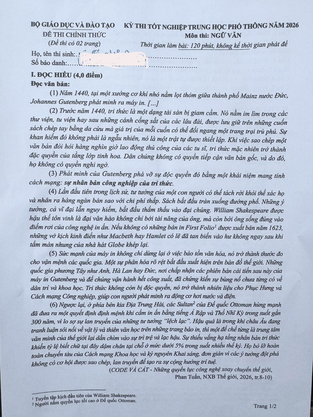 Kỳ thi tốt nghiệp THPT năm 2026: Đề thi môn Ngữ văn đảm bảo mục tiêu xét tuyển - Ảnh 1. Kỳ thi tốt nghiệp THPT năm 2026: Đề thi môn Ngữ văn đảm bảo mục tiêu xét tuyển - Ảnh 1.