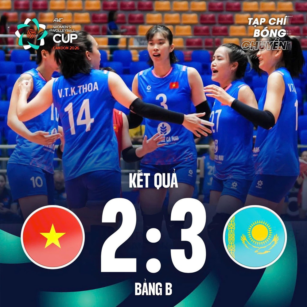 ĐT bóng chuyền Việt Nam thua tiếc nuối Kazakhstan sau 5 set nghẹt thở, khép lại vòng bảng AVC Cup 2026 ở vị trí thứ hai - Ảnh 1. ĐT bóng chuyền Việt Nam thua tiếc nuối Kazakhstan sau 5 set nghẹt thở, khép lại vòng bảng AVC Cup 2026 ở vị trí thứ hai - Ảnh 1.