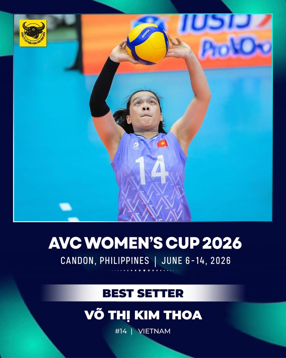Thống kê vượt trội giúp Kim Thoa nhận danh hiệu chuyền hai xuất sắc nhất AVC Cup 2026 - Ảnh 1. Kim Thoa