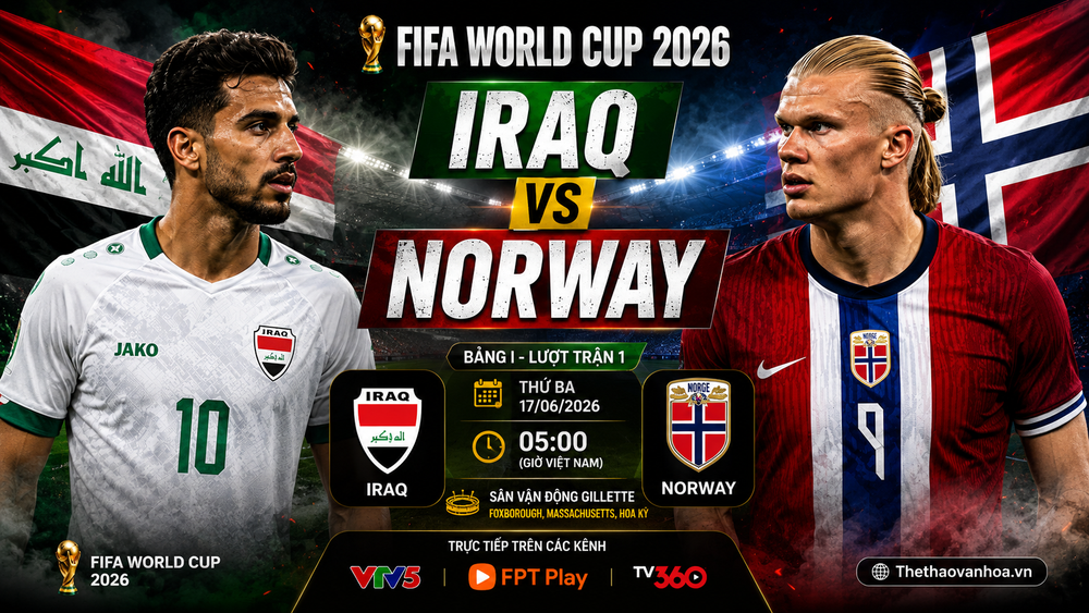 VTV6 VTV3 trực tiếp bóng đá Iraq vs Na Uy 05h00 hôm nay, bảng I World Cup 2026 - Ảnh 3. VTV6 VTV3 trực tiếp bóng đá Iraq vs Na Uy 05h00 hôm nay, bảng I World Cup 2026 - Ảnh 3.