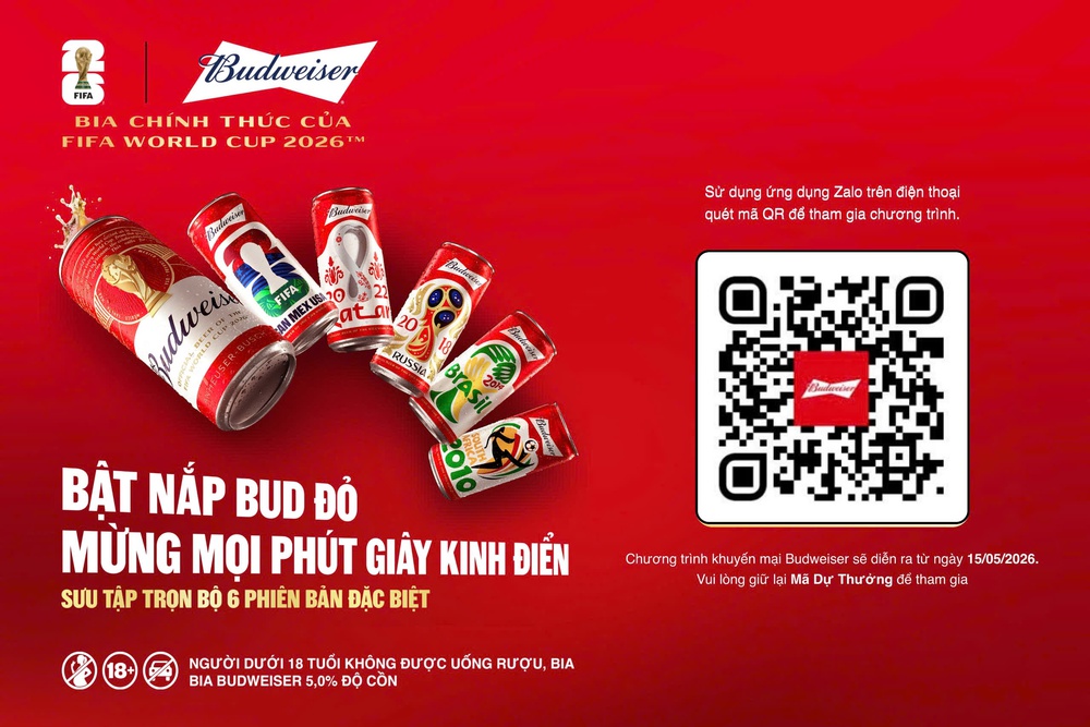 Hòa nhịp World Cup cùng Budweiser: Sống lại những ký ức kinh điển, tìm cơ hội trúng vàng 24K - Ảnh 3. Hòa nhịp World Cup cùng Budweiser: Sống lại những ký ức kinh điển, tìm cơ hội trúng vàng 24K - Ảnh 3.