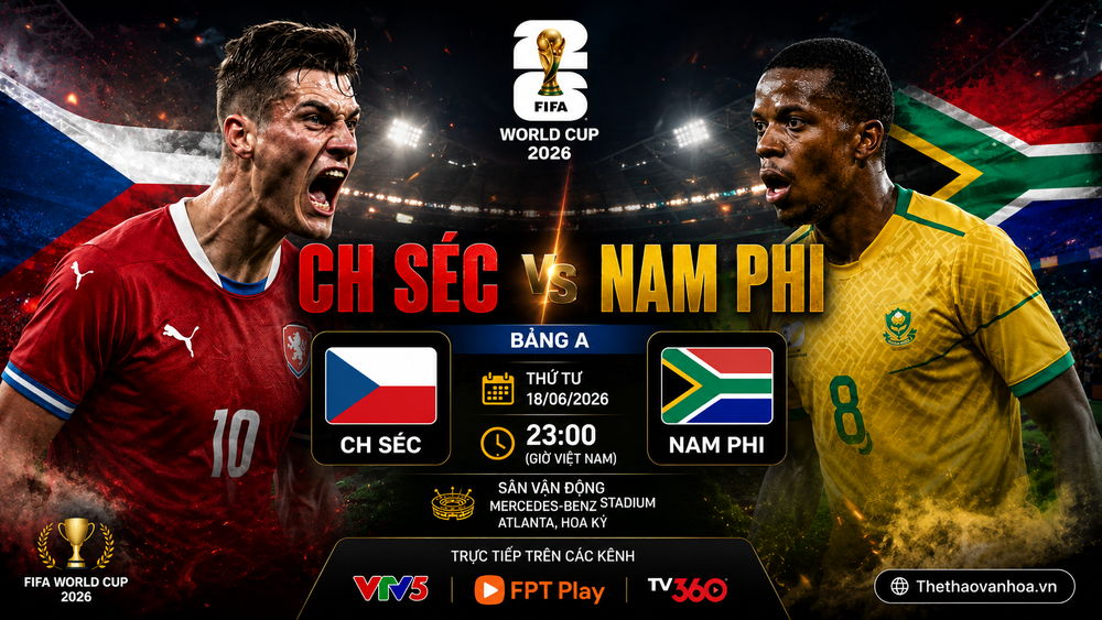 Nhận định CH Séc vs Nam Phi (2h ngày 17/6) bảng A World Cup 2026: Lực lượng, đối đầu, tỷ lệ chiến thắng - Ảnh 2. Nhận định CH Séc vs Nam Phi (2h ngày 17/6) bảng A World Cup 2026: Lực lượng, đối đầu, tỷ lệ chiến thắng - Ảnh 2.