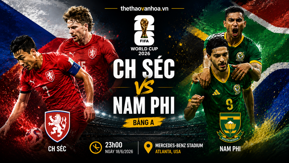 Tỷ lệ chiến thắng CH Séc vs Nam Phi (Bảng A World Cup 2026): Đại diện châu Âu được đánh giá cao hơn - Ảnh 1. Tỷ lệ chiến thắng CH Séc vs Nam Phi (Bảng A World Cup 2026): Đại diện châu Âu được đánh giá cao hơn - Ảnh 1.