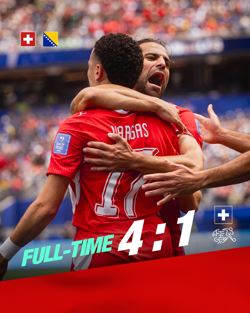 ĐT Thụy Sĩ thắng trận đầu tiên ở World Cup 2026 trước 10 người của ĐT Bosnia & Herzegovina - Ảnh 1. ĐT Thụy Sĩ thắng trận đầu tiên ở World Cup 2026 trước 10 người của ĐT Bosnia & Herzegovina - Ảnh 1.