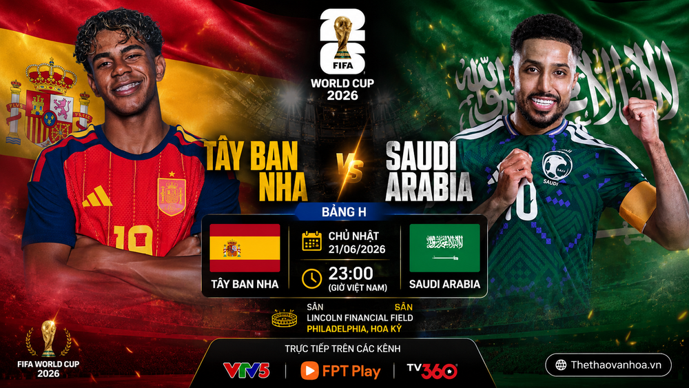 Nhận định Tây Ban Nha vs Saudi Arabia (23h00, 21/6) World Cup 2026 bảng H: Lực lượng, đối đầu, tỷ lệ chiến thắng - Ảnh 1. Nhận định Tây Ban Nha vs Saudi Arabia (23h00, 21/6) World Cup 2026 bảng H: Lực lượng, đối đầu, tỷ lệ chiến thắng - Ảnh 1.