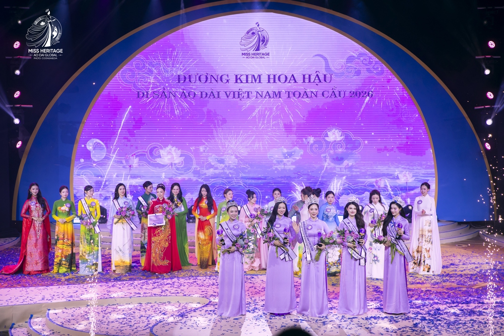 Ấn tượng đêm chung kết Hoa hậu Di sản Áo dài Việt Nam toàn cầu 2026: Tân Hoa hậu ứng xử bằng 3 ngôn ngữ - Ảnh 1. Ấn tượng đêm chung kết Hoa hậu Di sản Áo dài Việt Nam toàn cầu 2026: Tân Hoa hậu ứng xử bằng 3 ngôn ngữ - Ảnh 1.