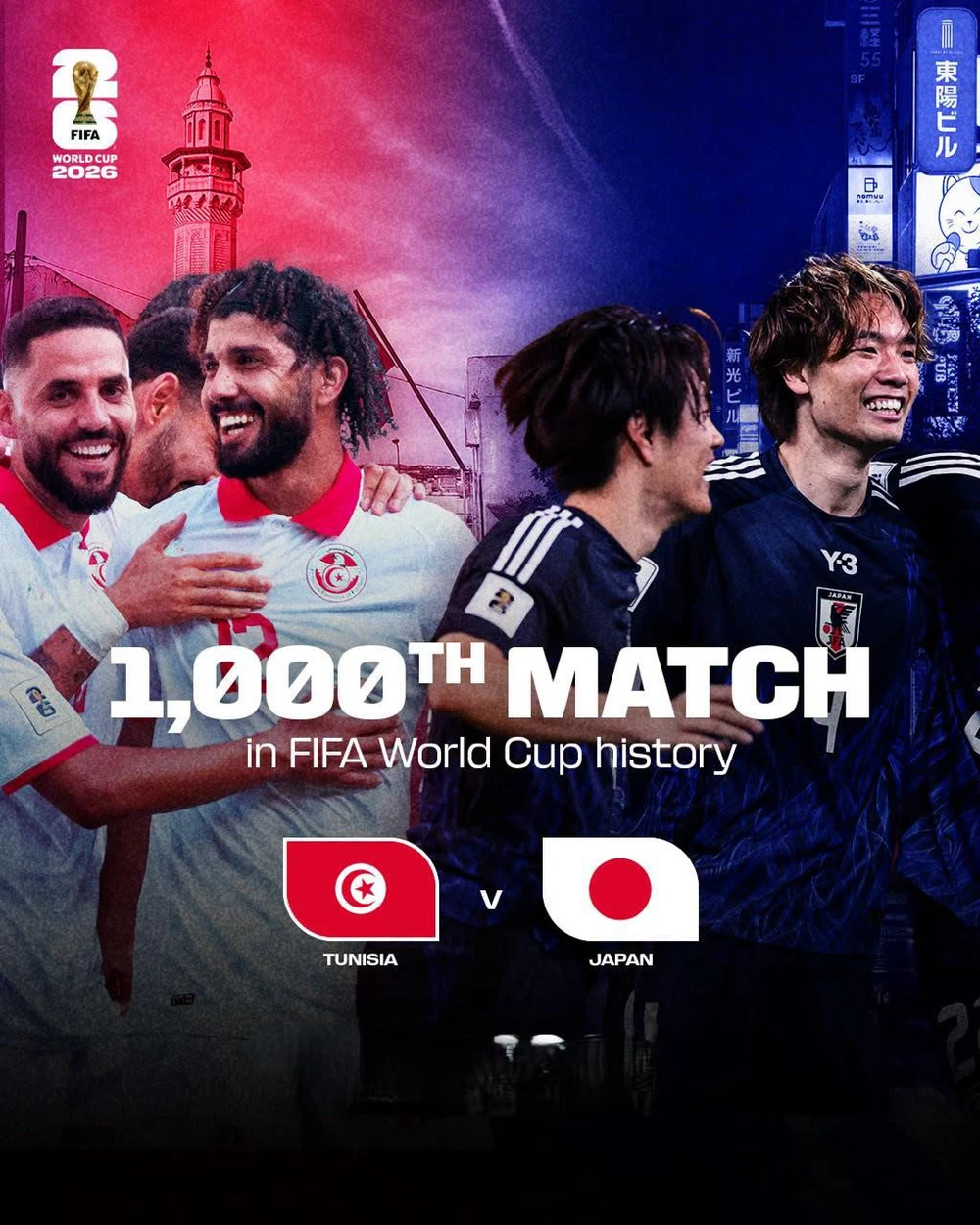 Trận Tunisia vs Nhật Bản ở World Cup 2026 đánh dấu cột mốc đặc biệt của bóng đá thế giới - Ảnh 1. World Cup 2026