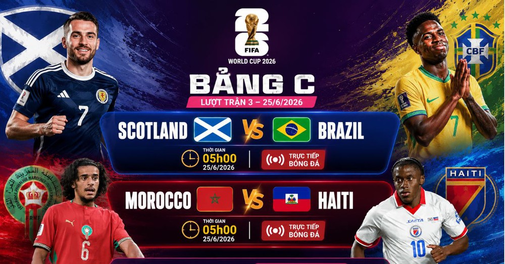 VTV6 VTV3 trực tiếp bóng đá Scotland vs Brazil, Morocco vs Haiti 05h00 hôm nay, bảng C World Cup 2026 - Ảnh 4.