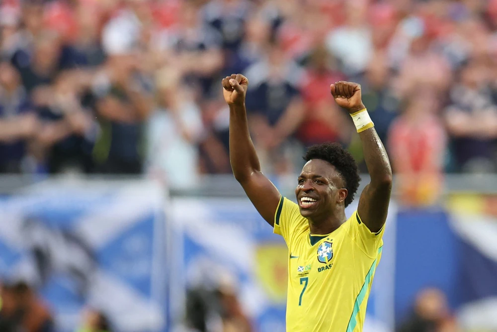 Vinicius Junior, ngọn lửa dẫn đường cho tham vọng vô địch của Brazil. Ảnh: AFP/TTXVN