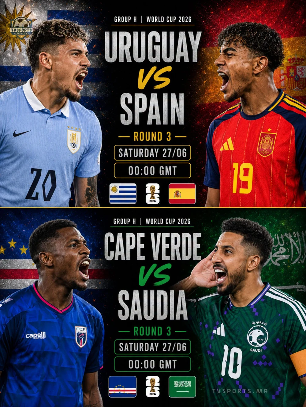 VTV6 VTV3 trực tiếp bóng đá Uruguay vs Tây Ban Nha, Cape Verde vs Saudi Arabia, bảng H World Cup 2026 - Ảnh 4.