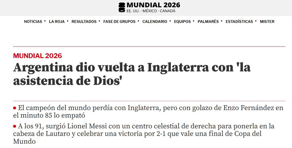 Báo chí thế giới khen Messi với 'đường chuyền của Chúa' khi Argentina thắng ĐT Anh để vào chung kết World Cup - Ảnh 1. Báo chí thế giới khen Messi với 'đường chuyền của Chúa' khi Argentina thắng ĐT Anh để vào chung kết World Cup - Ảnh 1.