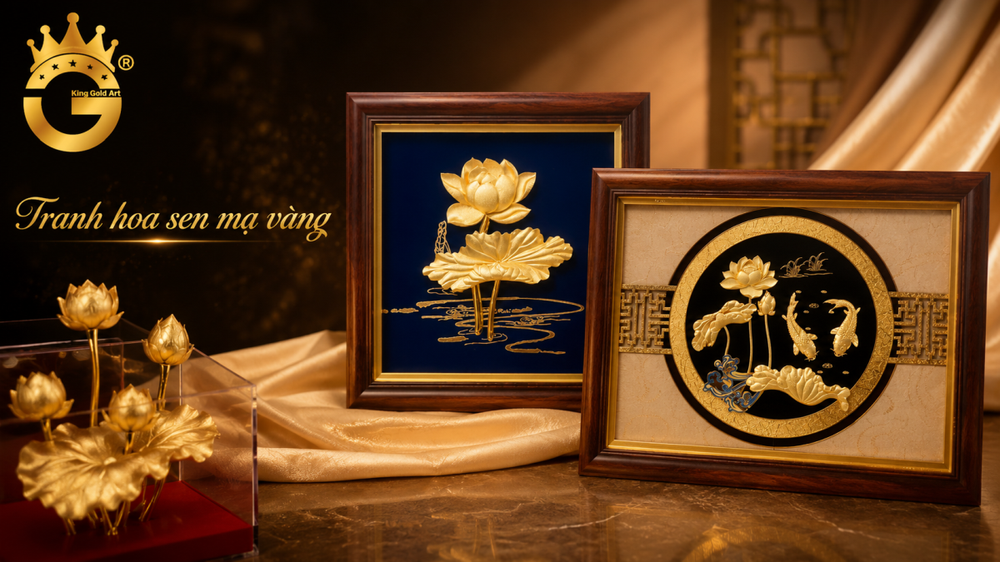 Tranh hoa sen mạ vàng – Món quà gửi gắm sự thanh cao, bình an và viên mãn - Ảnh 1.