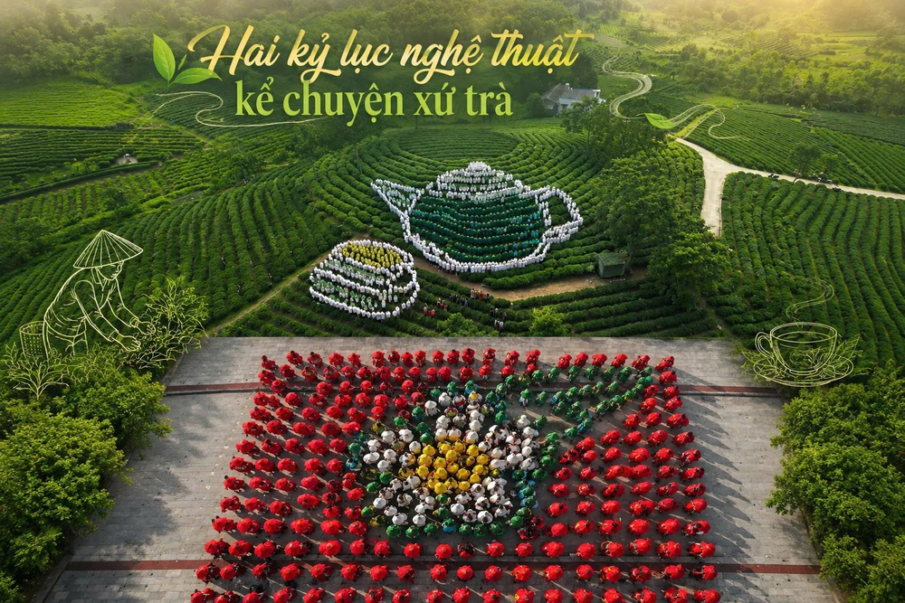 1.000 tà áo dài, 1.000 chiếc nón lá: Hai kỷ lục nghệ thuật kể chuyện xứ trà Thái Nguyên - Ảnh 1. 1.000 tà áo dài, 1.000 chiếc nón lá: Hai kỷ lục nghệ thuật kể chuyện xứ trà Thái Nguyên - Ảnh 1.